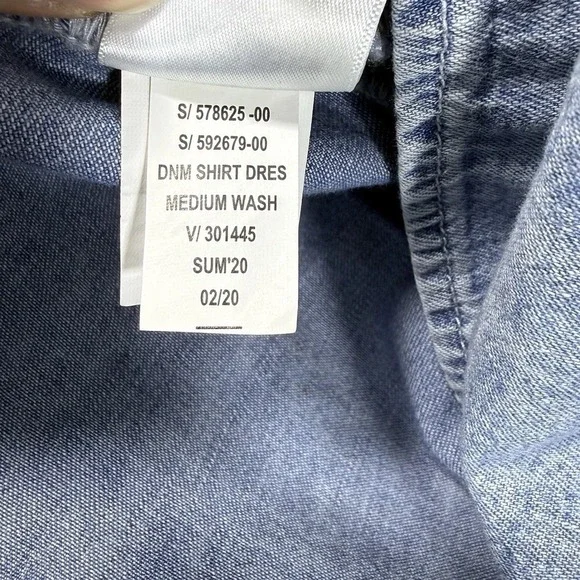 Gap Women's Denim Shirt Dress Small Cotton Pockets Short Sleeved Relaxed Fit - Picture 7 of 11